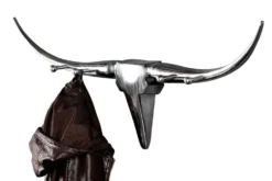 Design Garderobe BULL 100cm Aluminium Wanddekoration Stierkopf
