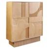 Design Highboard ART DECO 120cm weiß gekälkt Mangoholz massiv 3D Front