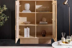 Design Highboard ART DECO 120cm weiß gekälkt Mangoholz massiv 3D Front