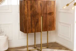 Design Highboard GATSBY 125cm braun mattgold Mangoholz Retro