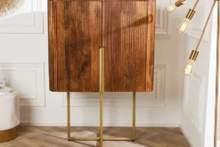 Design Highboard GATSBY 125cm braun mattgold Mangoholz Retro