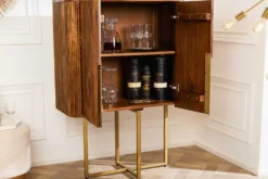 Design Highboard GATSBY 125cm braun mattgold Mangoholz Retro