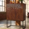 Design Highboard ORBIT 120cm braun Mangoholz mit 3D-Front schwarz Metall