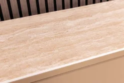 Design Highboard SAVOY 130cm grau beige greige Travertin Keramik Stauraum 3D-Front