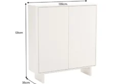 Design Highboard SAVOY 130cm kaschmir weiß Marmor Keramik mit Stauraum und 3D-Front