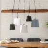 Design Hängelampe LEVELS 115cm Treibholz schwarz grau mit 5 Leuchten