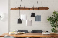 Design Hängelampe LEVELS 115cm Treibholz schwarz grau mit 5 Leuchten