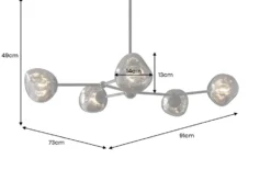 Design Hängelampe LIQUID DIAMOND 100cm smoke schwarz Glas fünf Schirme Kugelleuchte