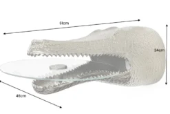 Design Hängetisch WILDLIFE CROCODILE 60cm silber Metall Krokodil Beistelltisch