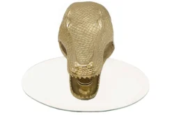 Design Hängetisch WILDLIFE CROCODILE 75cm gold Krokodil oval Glas Beistelltisch
