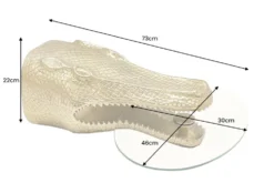 Design Hängetisch WILDLIFE CROCODILE 75cm gold Krokodil oval Glas Beistelltisch