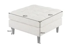 Design Hocker COZY VELVET 80cm beige Chenille Federkern Holzfüße