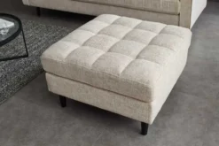 Design Hocker COZY VELVET 80cm beige Chenille Federkern Holzfüße