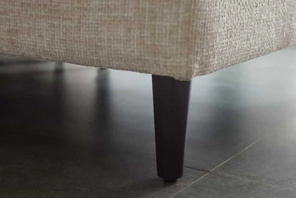 Design Hocker COZY VELVET 80cm beige Chenille Federkern Holzfüße