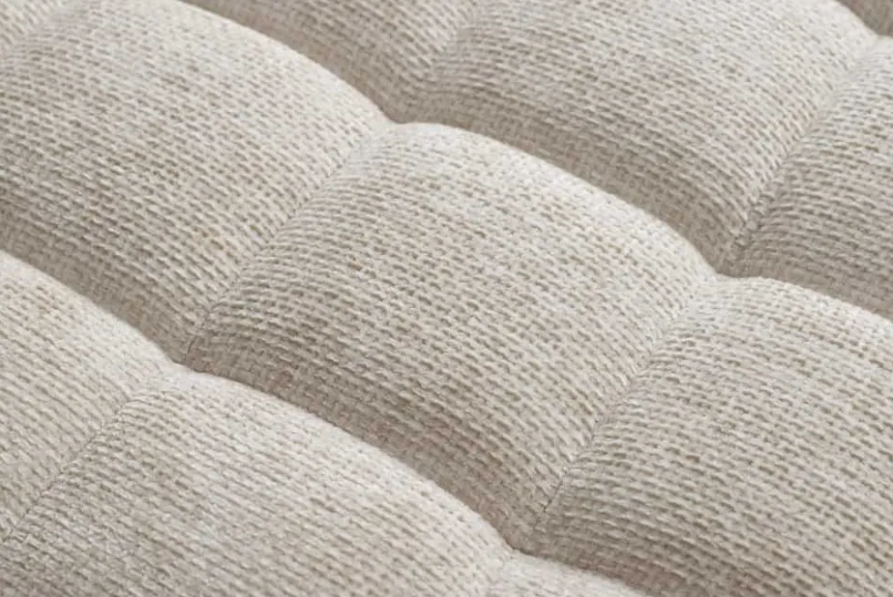 Design Hocker COZY VELVET 80cm beige Chenille Federkern Holzfüße