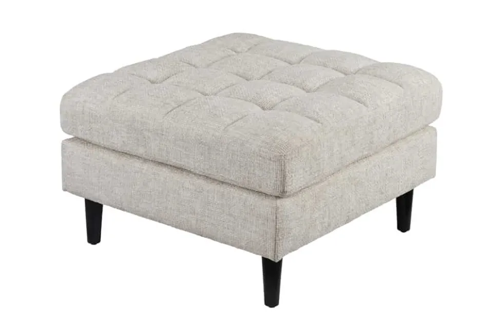 Design Hocker COZY VELVET 80cm beige Chenille Federkern Holzfüße