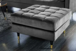 Design Hocker COZY VELVET 80cm grau Samt goldene Füße