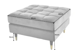 Design Hocker COZY VELVET 80cm petrol blau gold Samt Metallfüße