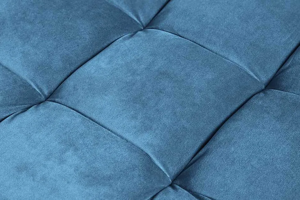 Design Hocker COZY VELVET 80cm petrol blau gold Samt Metallfüße