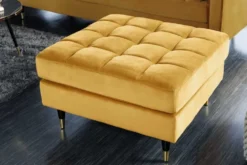 Design Hocker COZY VELVET 80cm senfgelb gold Samt Metallfüße