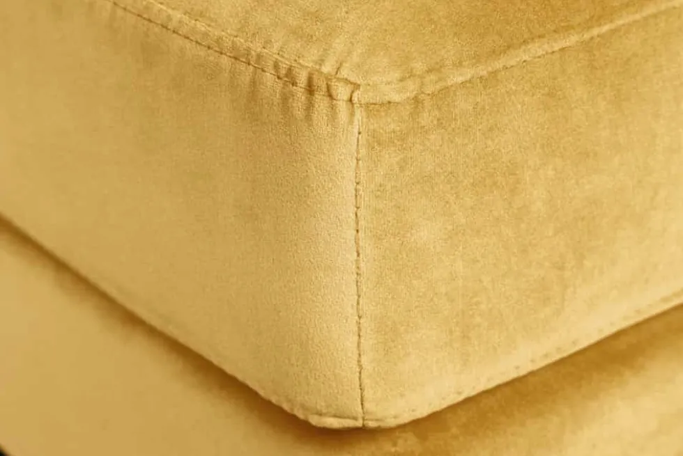 Design Hocker COZY VELVET 80cm senfgelb gold Samt Metallfüße
