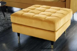 Design Hocker COZY VELVET 80cm senfgelb gold Samt Metallfüße