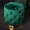 Design Hocker MODERN BAROCK 40cm dunkelgrün gold Samt Chesterfield
