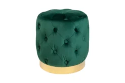 Design Hocker MODERN BAROCK 40cm dunkelgrün gold Samt Chesterfield