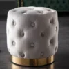 Design Hocker MODERN BAROCK 37cm edel-grau gold Samt Chesterfield