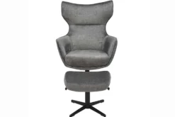 Design Hocker VOGUE 45cm grau Samt drehbar schwarze Metallbeine Fußhocker