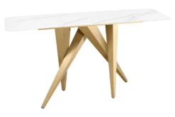 Design Konsolentisch ART LIVING 140cm weiß Marmor Keramik champagner gold brushed