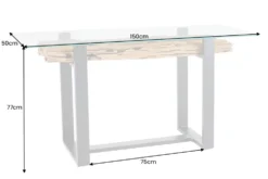 Design Konsolentisch BARRACUDA 150cm recyceltes Teakholz Glas Industrial