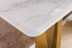 Design Konsolentisch EXTRAVAGANCIA 140cm weiß Marmor brushed champagner gold Metall