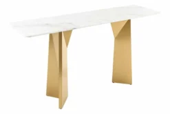 Design Konsolentisch EXTRAVAGANCIA 140cm weiß Marmor brushed champagner gold Metall