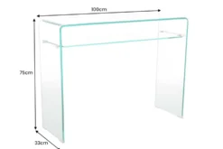 Design Konsolentisch FANTOME 100cm Glas transparent mit Ablage