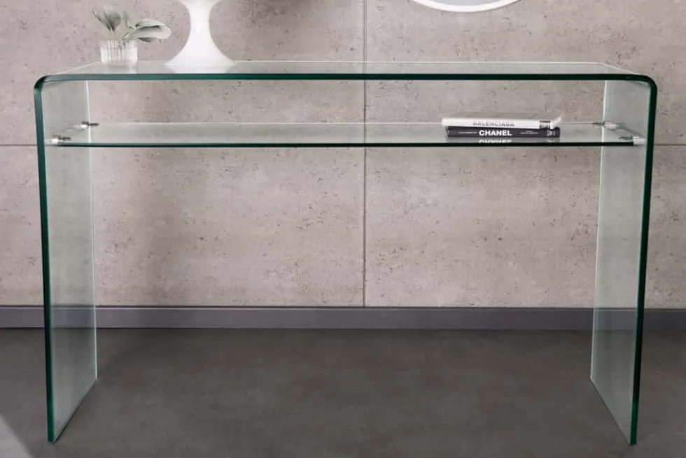 Design Konsolentisch FANTOME 100cm Glas transparent mit Ablage