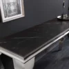 Design Konsolentisch MODERN BAROCK 140cm schwarz anthrazit chrom Keramik Marmor