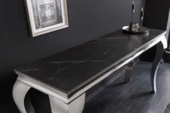 Design Konsolentisch MODERN BAROCK 140cm schwarz anthrazit chrom Keramik Marmor