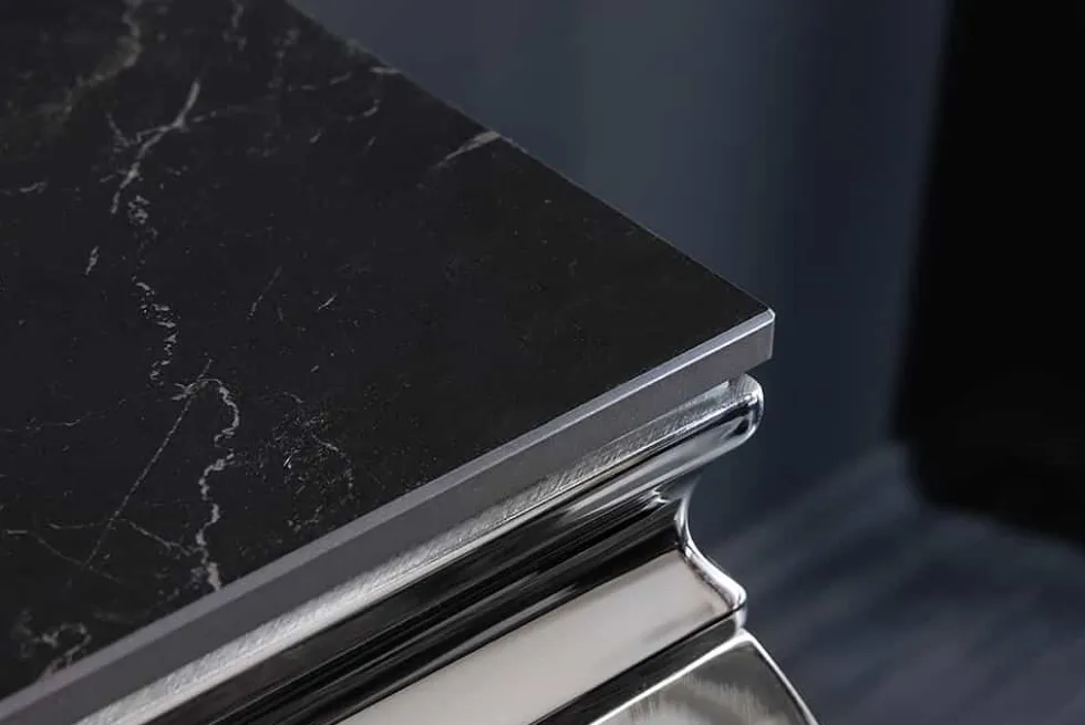 Design Konsolentisch MODERN BAROCK 140cm schwarz anthrazit chrom Keramik Marmor