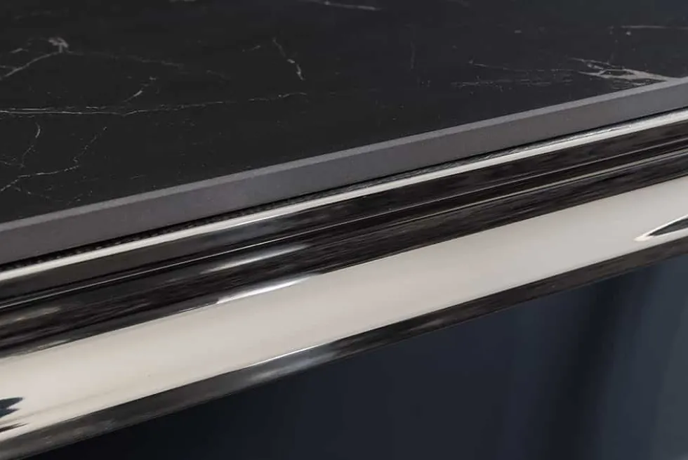 Design Konsolentisch MODERN BAROCK 140cm schwarz anthrazit chrom Keramik Marmor