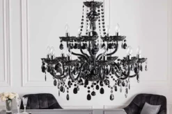Design Kronleuchter BLACK CRYSTAL XL 80cm schwarz Acryl 15-armig Lüster