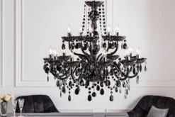 Design Kronleuchter BLACK CRYSTAL XL 80cm schwarz Acryl 15-armig Lüster