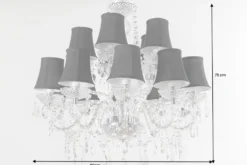 Design Kronleuchter CRYSTAL XL 80cm klar Acryl 15-armig Lüster schwarz mit Schirmen