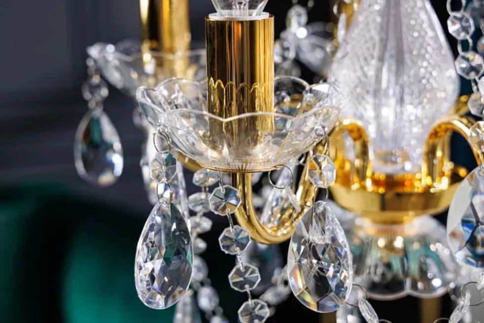 Design Kronleuchter DIAMONDS S 40cm gold Acryl 5-armig Barock Design
