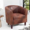 Design Lounge Sessel HEMINGWAY whisky braun mit Armlehnen Cocktailsessel Massivholzbeine