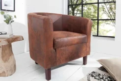 Design Lounge Sessel HEMINGWAY whisky braun mit Armlehnen Cocktailsessel Massivholzbeine