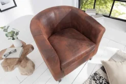 Design Lounge Sessel HEMINGWAY whisky braun mit Armlehnen Cocktailsessel Massivholzbeine