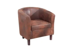 Design Lounge Sessel HEMINGWAY whisky braun mit Armlehnen Cocktailsessel Massivholzbeine