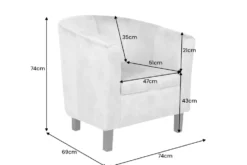 Design Lounge Sessel HEMINGWAY whisky braun mit Armlehnen Cocktailsessel Massivholzbeine