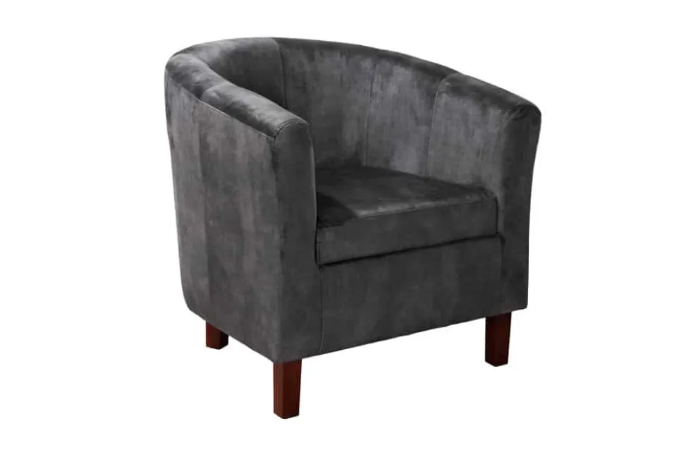 Design Lounge Sessel HEMINGWAY dunkelgrau Samt Armlehnen Cocktailsessel